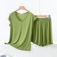 thumbnail image 2 of Qtocio Womens Summer Pajamas Set,Soft Stretchy Sleeveless V Neck Lace Shorts Sleep Set, 2 of 4