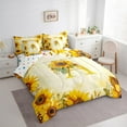 thumbnail image 3 of jejeloiu Letter A Monogrammed Twin Bedding Sets 7-Piece,Rustic Flower Print Bedding Comforter Set,Retro Yellow Sunflower Sheet Sets For Child,Microfiber Room Decorative Reversible, 3 of 8