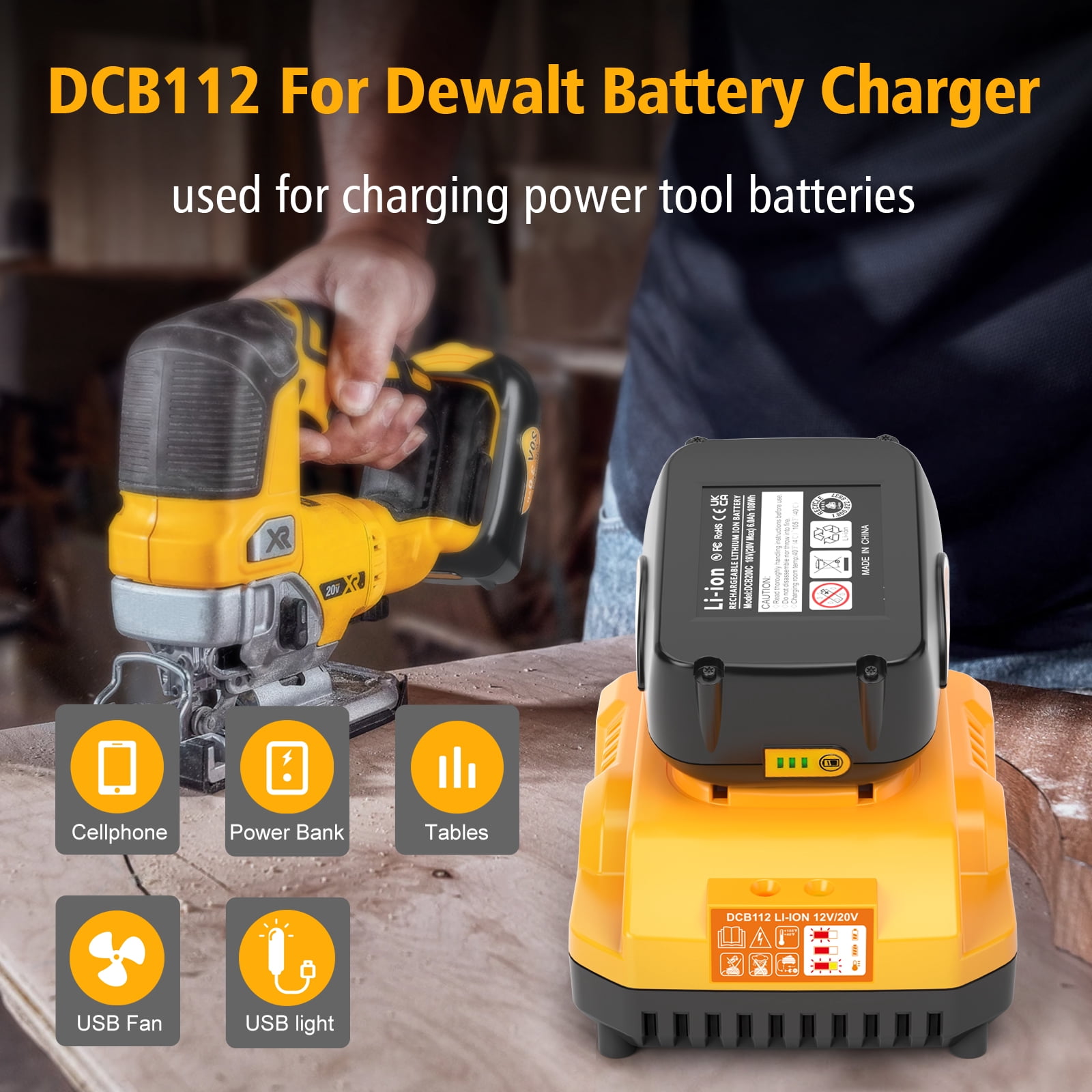 Replacement for DeWalt Battery Charger DCB112 12V 20V Max Lithium-Ion Battery Charger