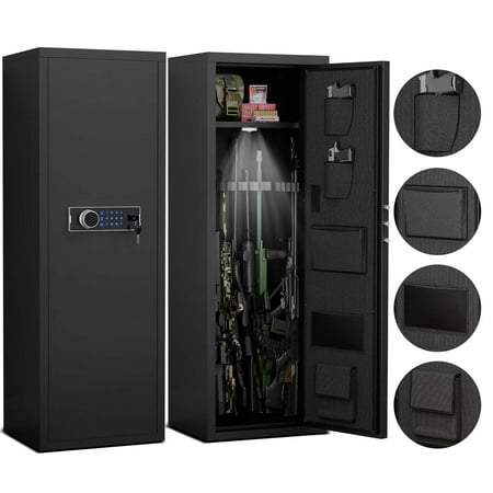 Heavey Duty Large Size 5 8 Gun Black Cabinet With Electronic Password Keypad Lock Unassembled Metal Rifle Security Cabinet Safe Locker Black Steel