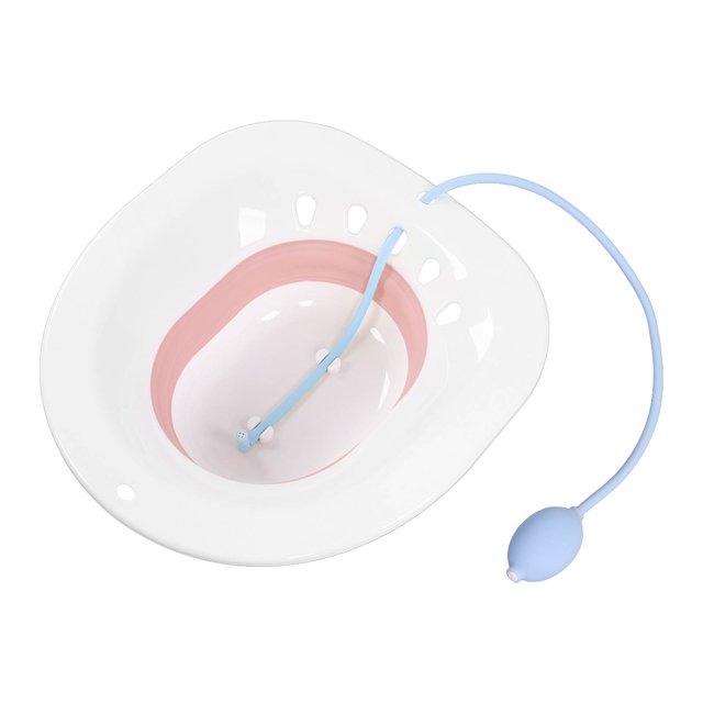 Toilet Bath Toilet Sitz Bath Sitz Bath Toilet Bath Squat Free Reduce Pain Spill Proof Water Massage Foldable Sitz Bath With Flusher For Postpartum Pink With Flusher