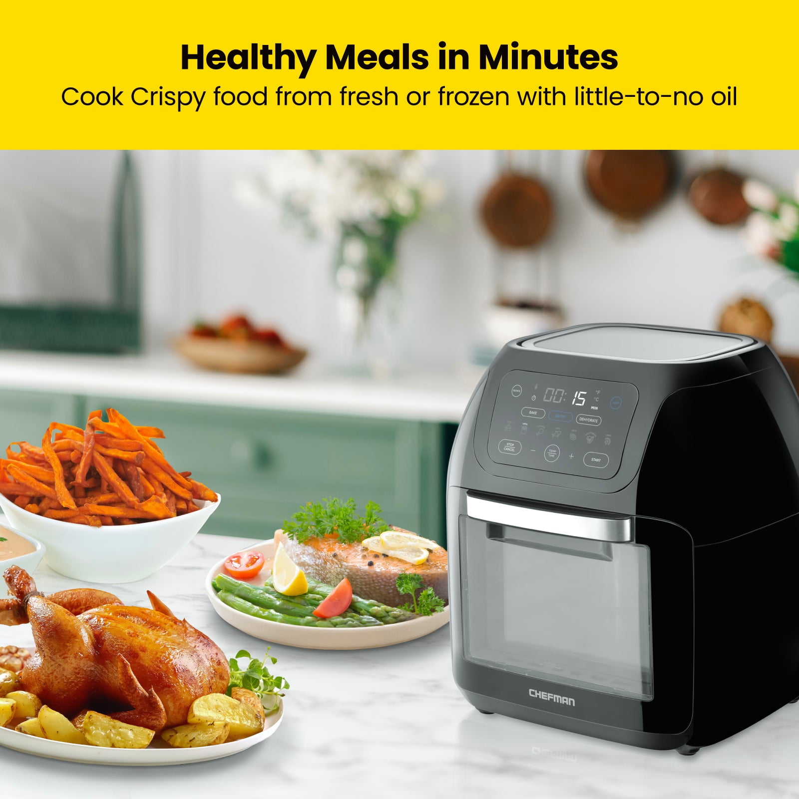 Restored Chefman 10-Liter Digital Multifunction Air Fryer Plus Rotisserie, Dehydrator, Oven (Refurbished)