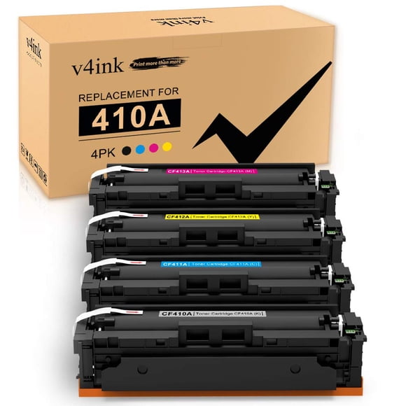 V4INK 4PK Compatible 410A Toner Cartridge Replacement for HP 410A 410X CF410A CF411A CF412A CF413A Toner Ink Set for HP Color Pro M452dn M452dw M452nw MFP M477fnw M477fdw M477fdn M377dw Printer