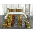 thumbnail image 3 of Ambesonne Tribal Quilted Bedspread Set 3 Pcs, Motifs, Queen Size, Black Orange and Yellow, 3 of 5