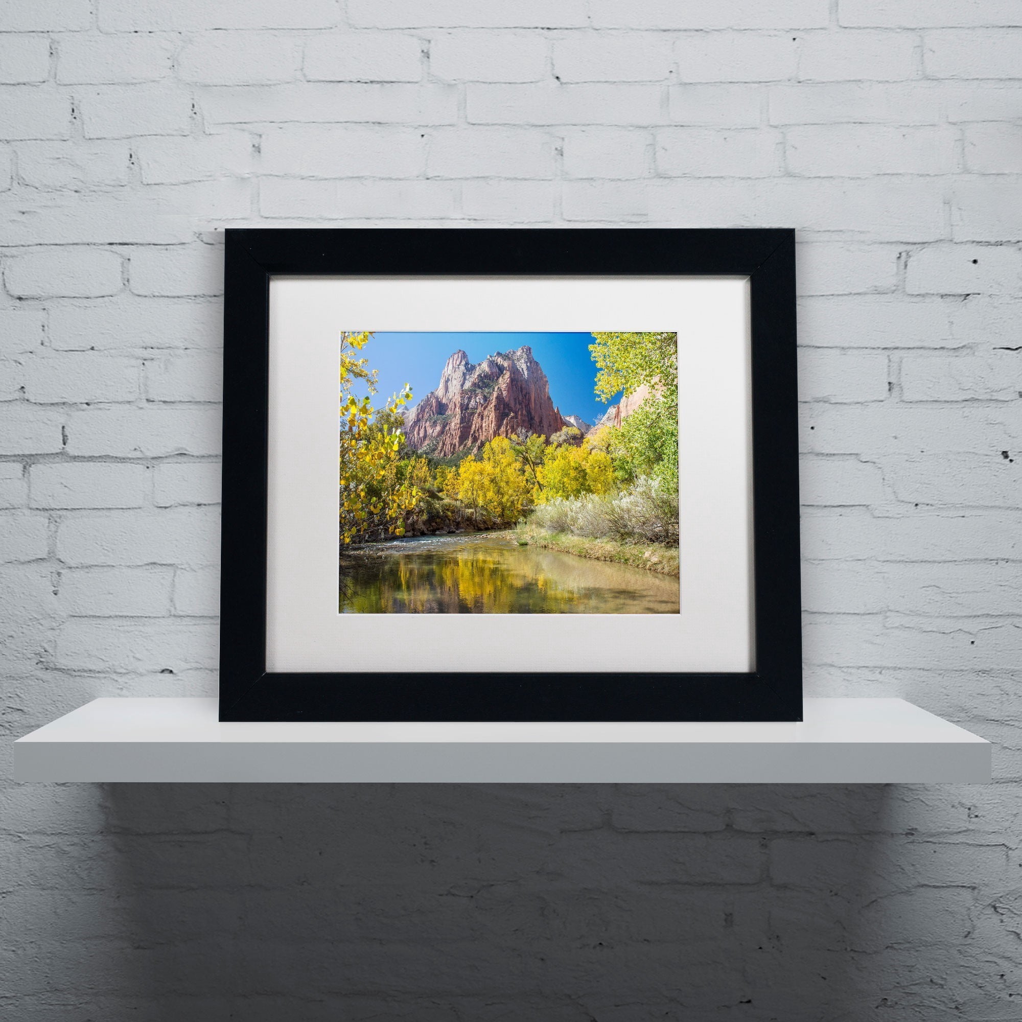 Trademark Fine Art "Zion Autumn" Canvas Art by Pierre Leclerc, White Matte/Black Frame