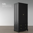 thumbnail image 3 of CBJCBJ 72" Wooden Armoire Wardrobe | Large Capacity Bedroom Clothing Storage Cabinets  With 2 Drawers and 2 Doors + Clothes Hanging Rod |   Bedroom Clothing Armoires Black, 3 of 11
