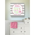 thumbnail image 4 of Personalized Canvas Birth Announcement Nursery Decor Gift, Lovebird Design, Custom Name, Date, Weight & Length, Unique Boys & Girls Baby Shower Wall Art Presents, Color Gray # 7, Size - 16x16, 4 of 5