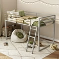 thumbnail image 3 of Furniture of America Two-Tone Kids Junior Metal Twin Loft Bed with Guardrails, Grey and Gold, 3 of 10