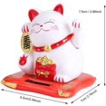 thumbnail image 3 of Fortune Lucky Wealth Welcoming Cat Solar Powered Cute Cat With Waving Arm Home Display Car Decor Maneki Neko (white), 3 of 5