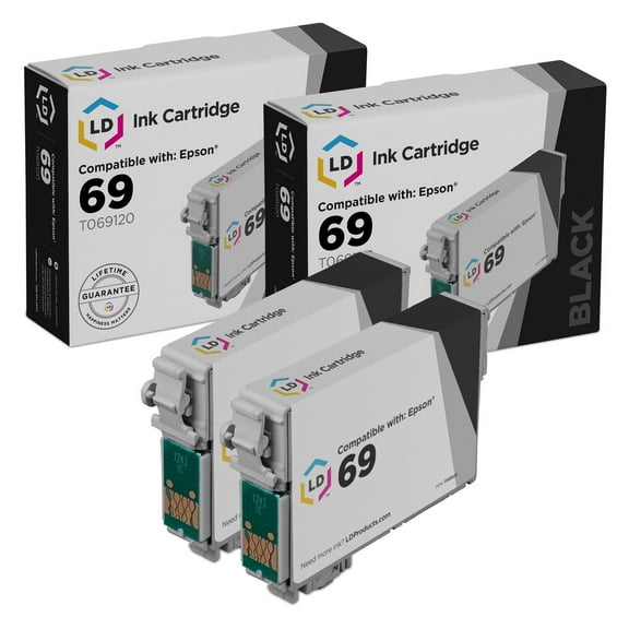 LD Products Compatible Replacement T069120 for Epson T069 69 Set of 2 Black Inkjet Cartridges