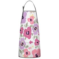 Pioneer Flower Floral Print Pattern Apron-Garden Aprons for Women with Pockets-Cotton Linen Waterproof Kitchen Cooking Gardening Aprons Adjustable for Kitchen,Cooking,BBQ and Salon 33x27 Inch