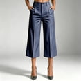 thumbnail image 2 of LEAVINGSUO Striped Cargo Capri Pants for Women With Pockets Women's Business Casual Slacks Office Dress Capris Breathable Lightweight Navy XXL, 2 of 5