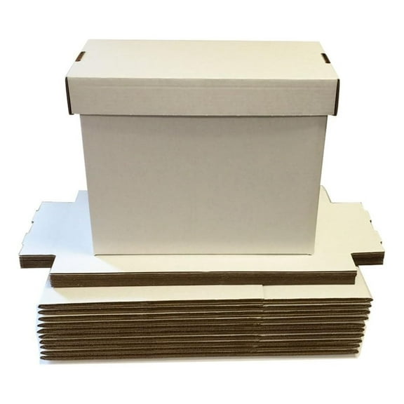 Modern White Comic Book Storage Boxes - Holds 150-175 Comics, Stackable Set of 6, 15.75" x 7.5" x 10.75"