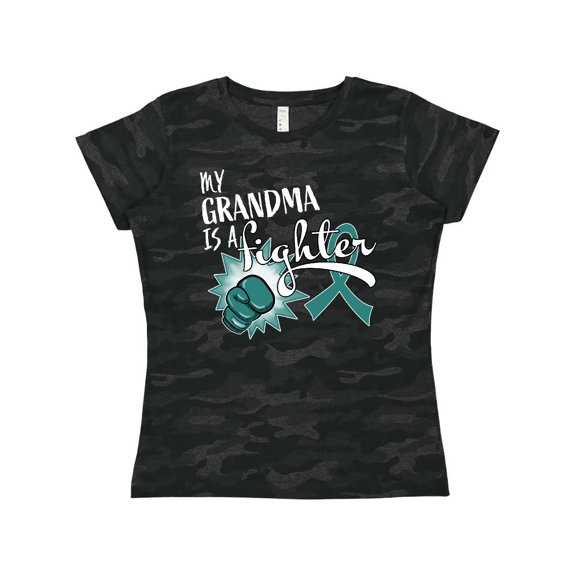 Inktastic Ovarian Cancer Awareness My Grandma is a Fighter Women's T-Shirt