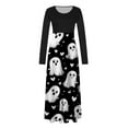 thumbnail image 4 of Halloween Dress for Women Long Sleeve Pumpkin Print Maxi Dress Witch Costume Fall Party Gothic Outfit, 4 of 4