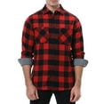 thumbnail image 2 of Demotime Men's Flannel Plaid Casual Button Down Shirt XL Red Plaid, 2 of 6