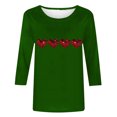 thumbnail image 4 of Plebaso Chemises à Manches 3/4 pour Femmes, Hauts Amples avec Cœur Mignon, Blouses Décontractées à Col Rond Imprimées, 4 of 4