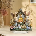 thumbnail image 4 of Decoraciones de Pascua, adornos de Pascua, regalos de Pascua. Dos lindos conejos de Pascua, decoración de escritorio para fiesta. Adorno impermeable y duradero de Alecs. Conejo para festival., 4 of 6