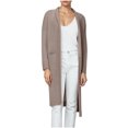 thumbnail image 2 of Chaqueta y abrigo informal de manga larga sin capucha para mujer, otoño e invierno, color liso, moda, largo medio, suéter de punto, cárdigan, abrigo para mujer, 2 of 4