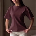 thumbnail image 5 of YUGYXL Plus Size T Shirts for Women Loose Fit Short Sleeve Shirt Summer Going Out Casual Crop Tops Cinched Waist Tshirts Coffee Top M, 5 of 5