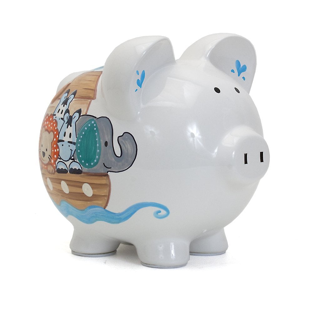 Child to Cherish Ceramic Piggy Bank for Boys, Noah's Ark