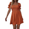 thumbnail image 1 of Txlixc Vestido de manga corta de mujer, cuello cuadrado, pliegue de pliegue Txlixc moda, 1 of 6