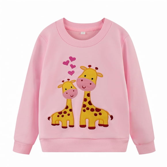 Sudadera NUBEEHOHO para niñas con jirafa rosa, manga larga, 3T