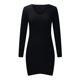 thumbnail image 4 of Vestido cruzado con cuello en V de color sólido informal de manga larga para mujer Pompotops  hdfakjf8139, 4 of 8