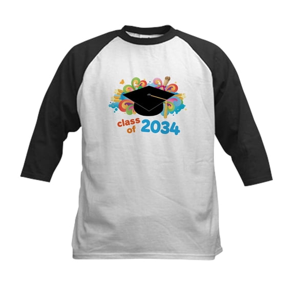 CafePress - Class Of 2034 Future Graduate Baseball Jersey - Kids Cotton Baseball Jersey, 3/4 Sleeve Shirt