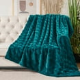 thumbnail image 7 of Home Soft Things Brick Textured Faux Fur Throw Blanket with Micromink Back, Luxury Soft Cozy Fluffy Fluzzy Plush Throw, 60x70 inches, Teal, 7 of 7
