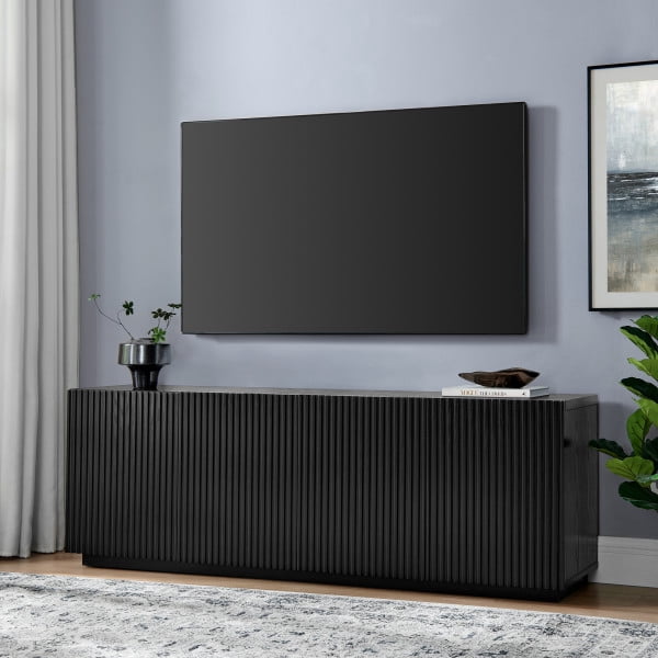 Tyler Rectangular Fluted TV Stand for TV's up to 78" in Black Grain