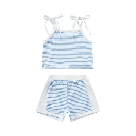 

Bmnmsl Baby Summer Set Striped Print Camisole Shorts