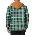 thumbnail image 3 of CHAQUETA Acolchada con Capucha y Cierre para Hombre INSPIRE CHIC, Estilo Shacket de Cuadros, Color Verde Caqui, 3 of 6