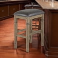thumbnail image 6 of Yael Barstool, Black Faux Leather Cushioned, Taupe Mahogany Solid Wood, 6 of 6
