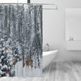 thumbnail image 3 of Winter Shower Curtain, Purple Christmas Forest Mountain Scenery Snow Covered Tree Seasonal Shower Curtain, Waterproof Polyester Fabric 60x72in, 3 of 4