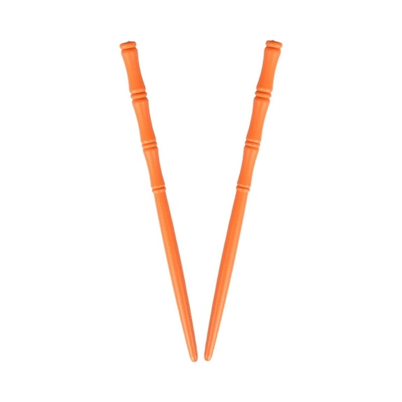 Carved Wooden Hair Sticks Set, Traditional Hair Chopsticks, 7 inches, 2 Pack, Vintage Style (Orange)