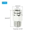 thumbnail image 2 of Uxcell Push to Connect Fitting, 304 Stainless Steel Male Straight 1/4" Tube OD x 1/8" NPT Thread  4 Pcs, 2 of 6