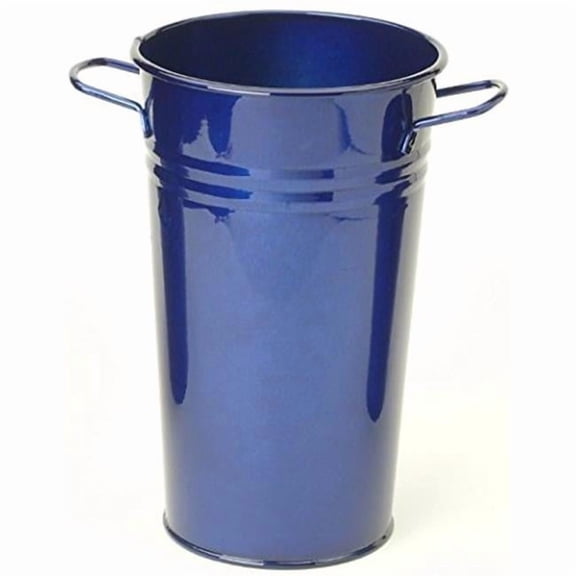 Houston International Trading 8295E GB Enameled Galvanized Vase, Glazed Blue