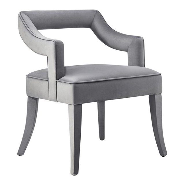 TOV Furniture 19.7" Transitional Velvet Upholstered Dining Chair in Gray