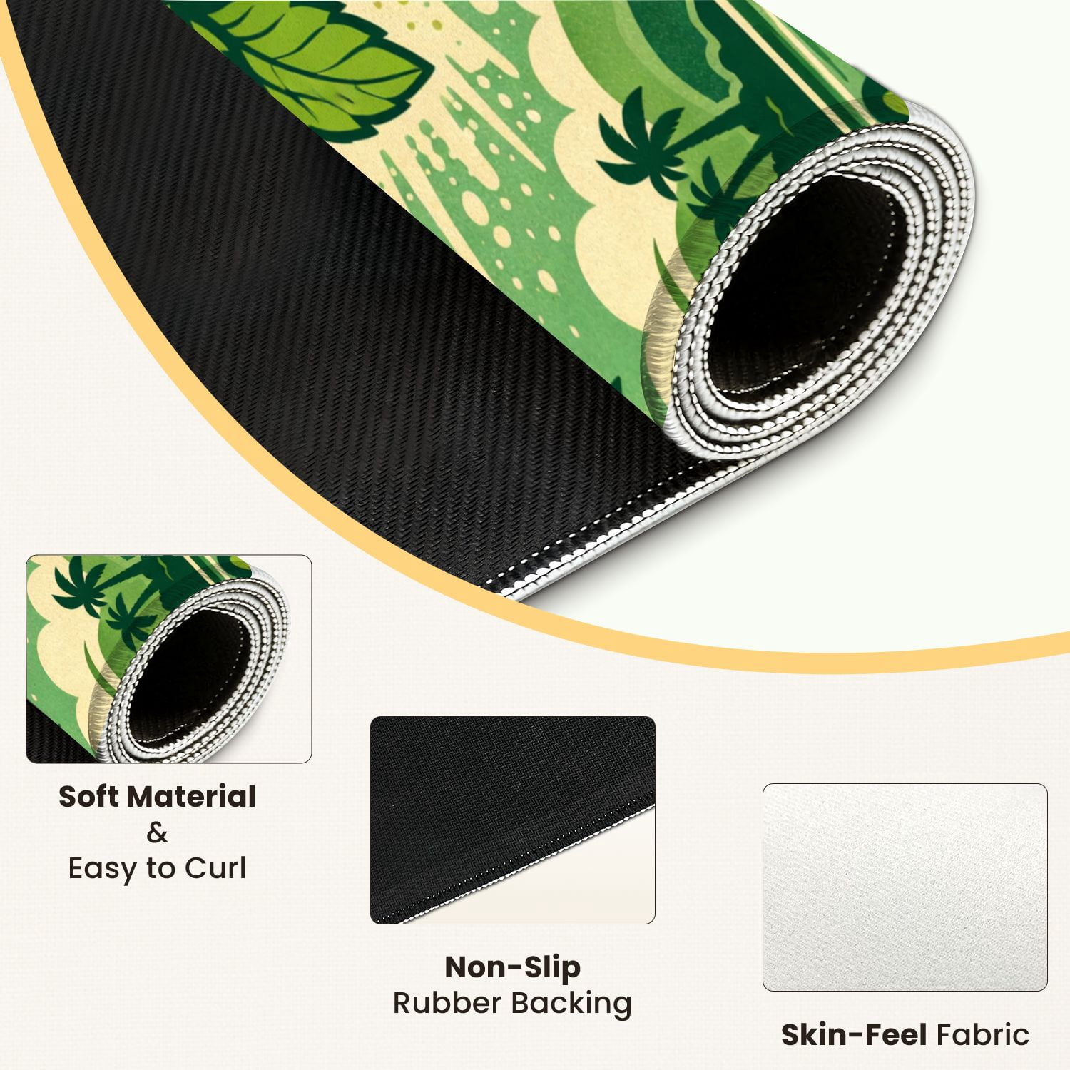 Mahjong Mat 31.5" x 31.5" Tropical Mojito Cocktail Mint Lime Beachfront Non-Slip Noise Reduction Mahjong Tiles Table Cover for Dominoes Poker Card Board and Tile Games