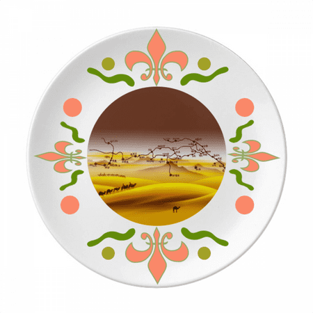 

Desert Along the Way to the Silk Road Map Flower Ceramics Plate Tableware Dinner Dish