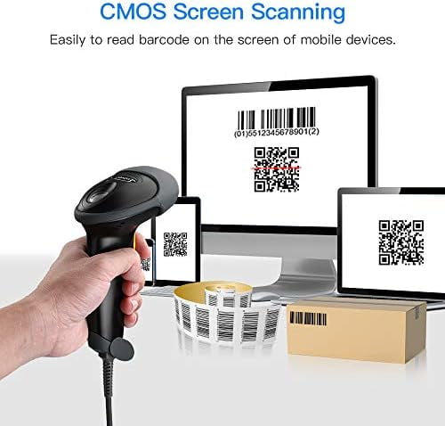 Tekola EYH2 Handheld USB 2D Barcode Scanner, Wired Automatic QR Code Scanner PDF417 Data Matrix Bar Code Reader with Long USB Cable for POS Mobile Payment, Convenience Store, Supermarket, Warehouse