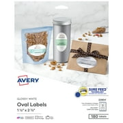 Avery Printable Oval Labels, 1.5" x 2.5", White, 180ct (22804)