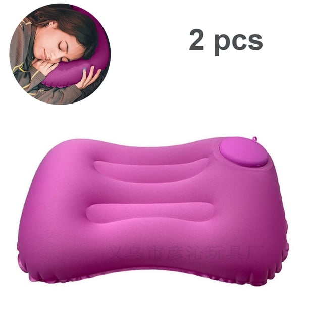 Almohada inflable de viaje portátil con prensa manual, almohada inflable de TPU para acampar, soporte ergonómico comprimible para cuello y lumbar, perfecta para playa, mochilero, viajes por carretera