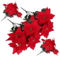 thumbnail image 1 of 4 piezas de florero de imitación artificial para árbol de Navidad, adorno de flor de Pascua, arbusto de flores falsas de tacto real, simulación de gran rojo, 1 of 6