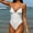 White, variant on Women's Polka Dot One-Piece Swimsuit, V-Neck Pom Pom Trim Monokini, Retro Women's Swimwear Black S