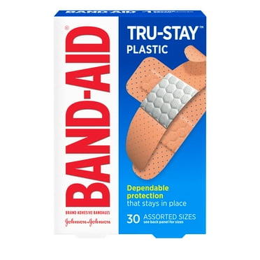 Band-Aid Brand Tru-Stay Plastic Strips Adhesive Bandages, Assorted Sizes, 30 ct