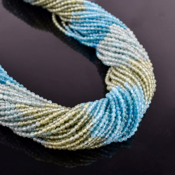 QNAVIC Natural Multi Apatite Gemstone Micro Faceted Rounds Beads Strand Drilled Stone Chakra Healing Crystals DIY Jewelry Making Wholesale Bulk Loose Supply Strand 30 Centimeter (1 Strand)