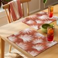 thumbnail image 4 of Burnt Orange Palm Leaves Placemats Set of 8 Summer Tropical Botanical Place Mats Indoor Wipeable Table Mats Washable Cloth Dining Table Placemats for Kitchen Holiday Party Home Decor 13x19 Inch, 4 of 8