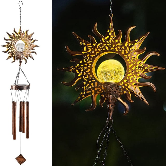 Campanillas de viento para lámpara de jardín exterior con 5 tubos metálicos